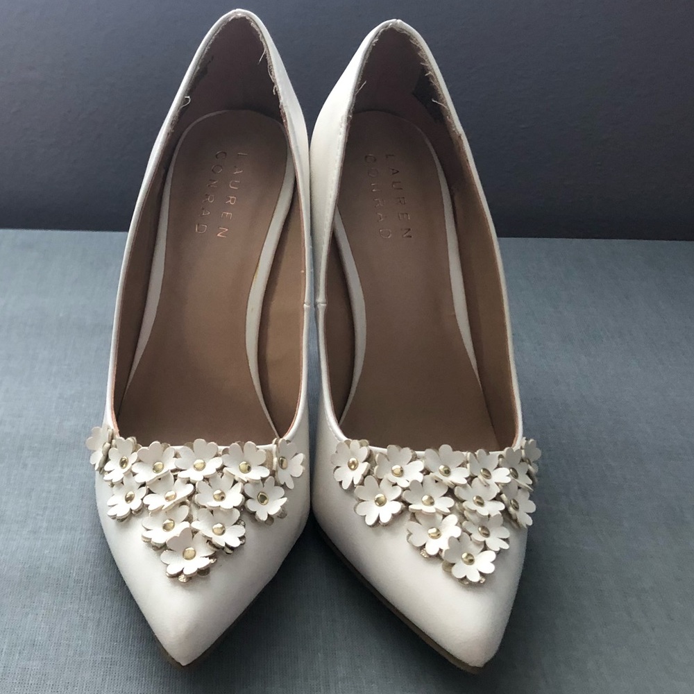LC White Petal High Heels